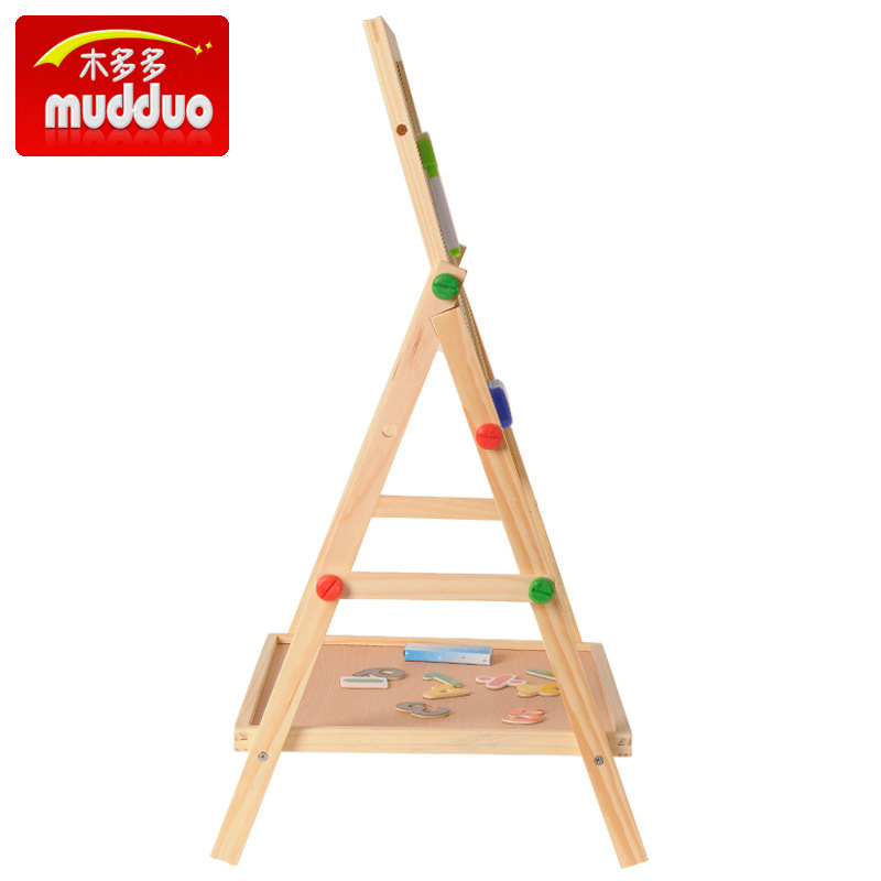 Pizarra magnética de madera de doble cara, caballete educativo 2 en 1, tablero de dibujo multifuncional para niños