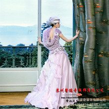 Kiryo wedding dress高端新款拖尾婚紗毛套脖肩一字领收腰荷叶摆