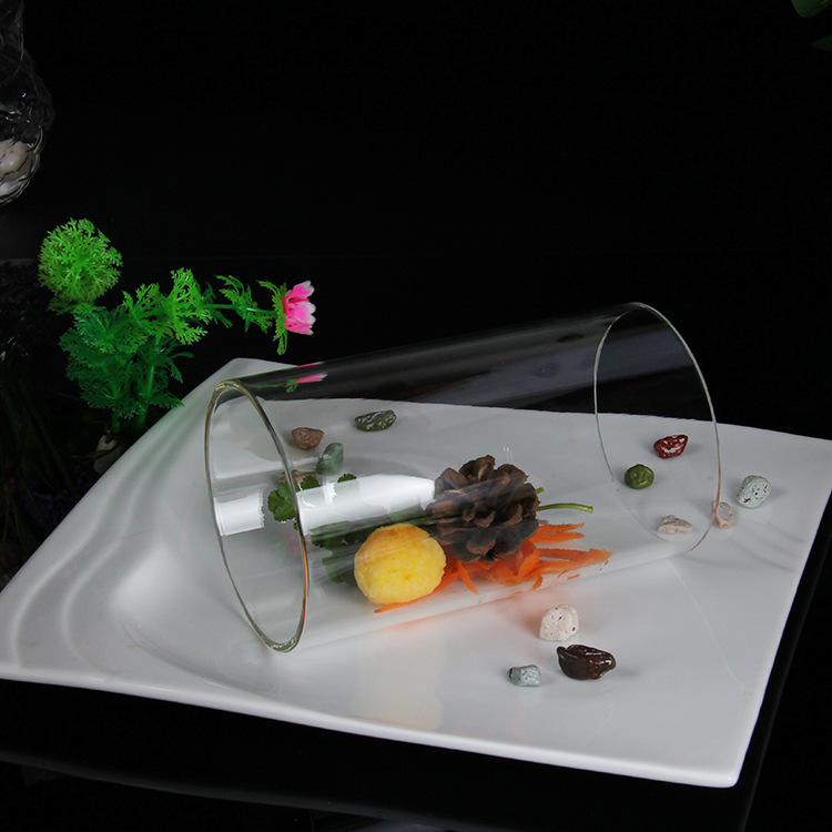 Tazón de vidrio borosilicato dos barril redondo vacío cilíndrico creativo Hotel suministros vajilla artística cocina tema restaurante vino