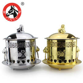 金驴 不锈钢酒精炉 单人自助迷你小火锅 液体酒精炉套 金色酒精炉