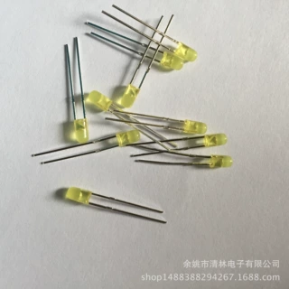 厂家供应直插式发光二极管指示灯LED灯珠F3短脚无边黄发黄