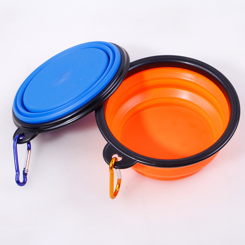 Carefully selected multi-color European and American black frame foldable silicone pet chinchilla bowls, tableware, pet supplies, portable dog bowls