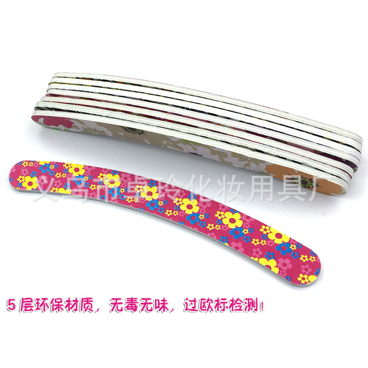 Fábrica directa de doble cara impresión Archivo de uñas Eva curva de frotamiento de uñas tira de arena tira de doble cara pulido