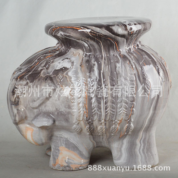 新款大理石花纹大象陶瓷凳户外室内客厅装饰浴室换鞋凳象椅凳子