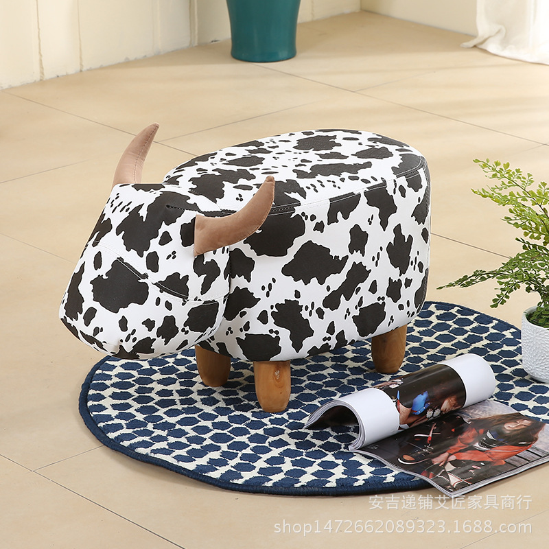 Булл -стул милый замшевый ткань Fun Foot Stool Shoping Mall Shop Profession