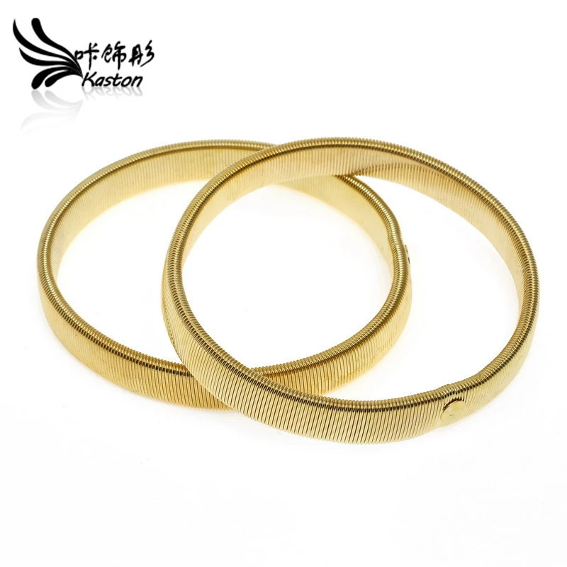 Elastic Spring Bracelet (Kaston) — Mixed Steel & Iron, Pair, 7 cm, Multiple Colors