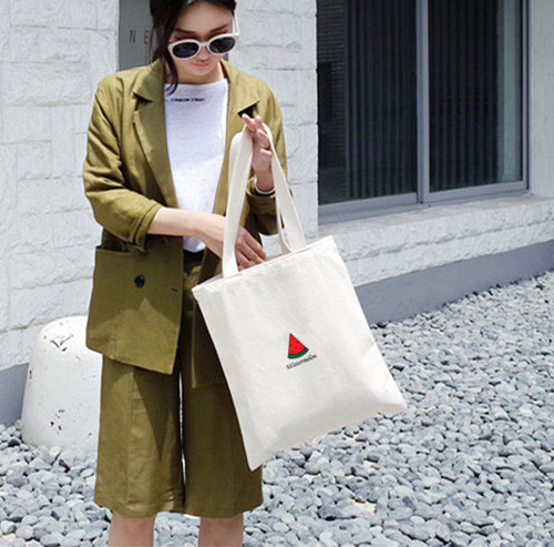 New Cute Cartoon Fruit Polyester Fabric Fresh Women's Single Strap Handbag Simple Student School Bag Shopping Bag