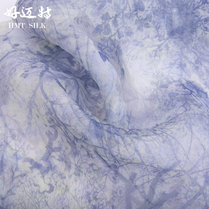 厂家供应 5mm真丝绡 女装桑蚕真丝面料 田园风印花真丝梭织面料