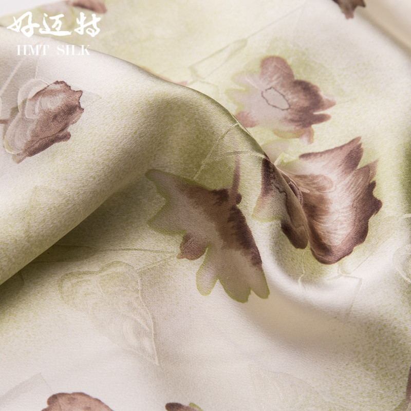 真丝梭织厂家供应 22mm真丝提花桑波缎 桑蚕丝缎纹时装面料