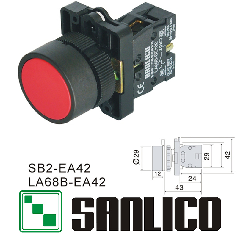 塑料电源启动停止平头点动自动复位按钮开关 XB2 SB2 LA68B-EA42