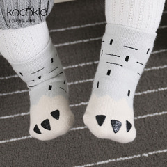 Wholesale Autumn/Winter Children's Socks for Girls and Boys - Cute Little Paw Print Ribbed Ankle Socks for Infants and Toddlers - Non-Slip Socks