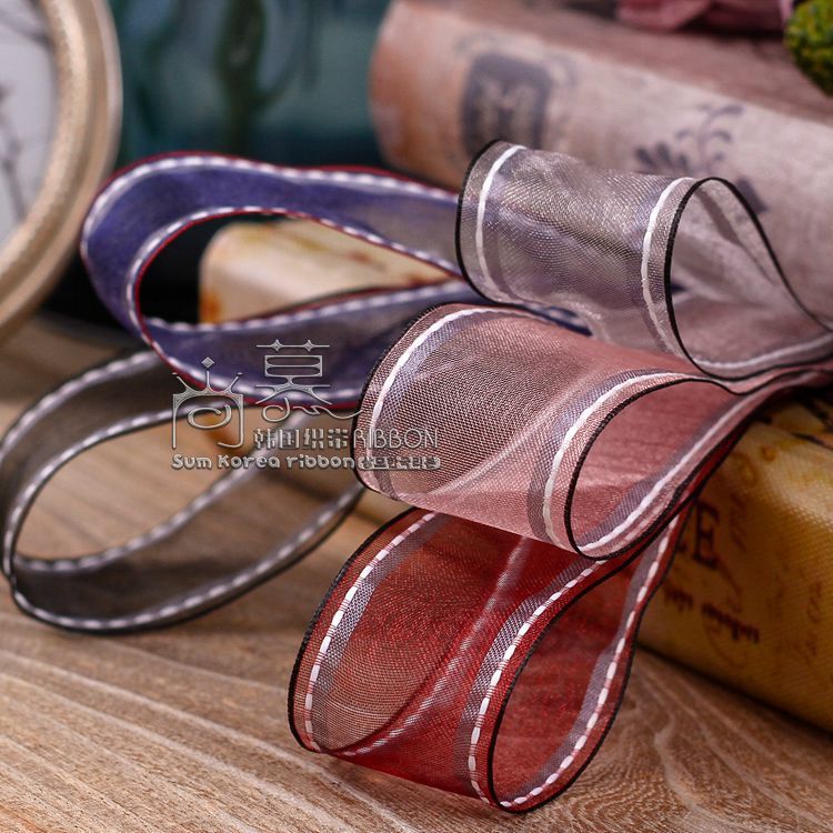 韩国织带 双边跳点雪纱带发饰diy材料服装辅料鲜花礼盒包装雪纱带