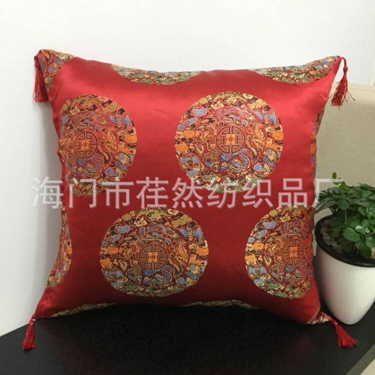 中国の古典的なスタイルの錦織のクッションカバーの赤い木の実木のソファーの装飾のお茶の椅子のクッションの抱き枕カバーの自動車のクッション|undefined
