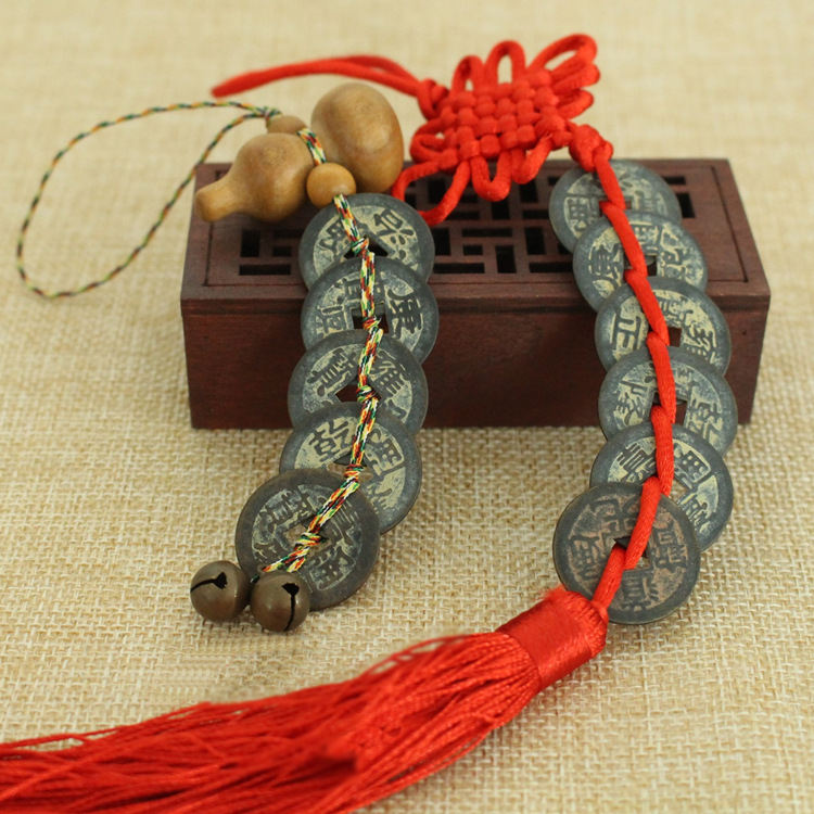 厂家直销 黑铜仿古葫芦五帝钱币纯铜真正品六帝钱批发挂件