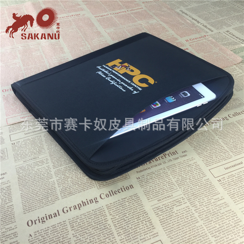 Manufacturer Supplies Zipper Multifunctional Business Manager Folder iPad Tablet Calculator Folder Can Be Produced and Added