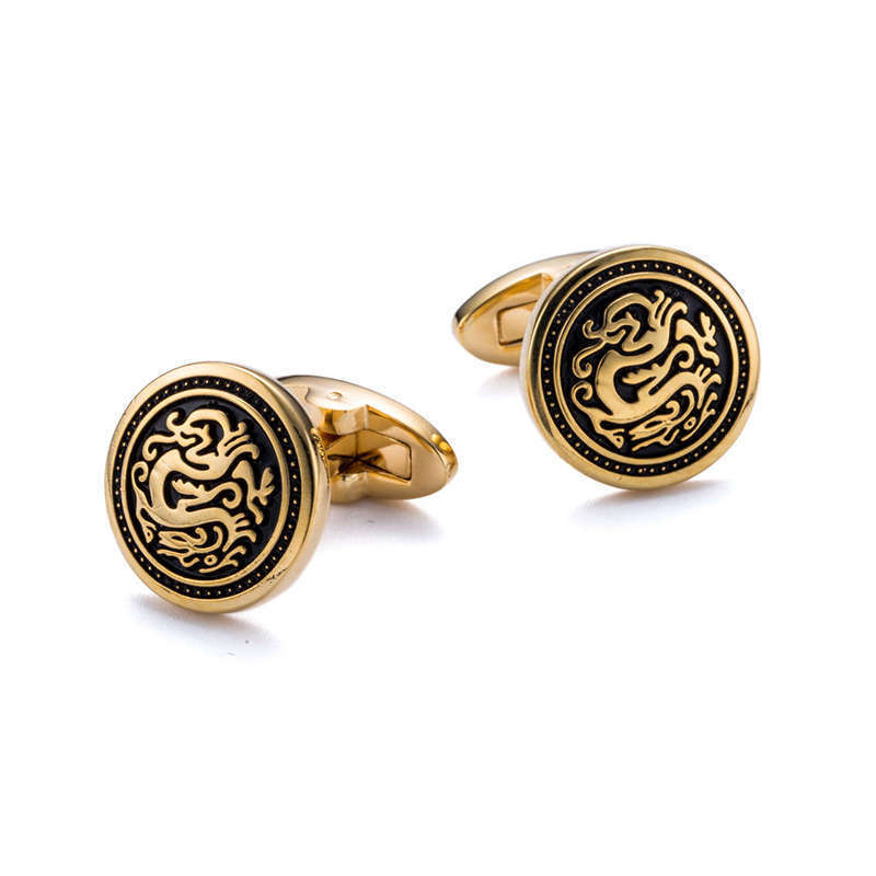 High-Quality French-Style Shirt Cufflinks, Dragon-Shaped Cufflinks, Dragon Ornament Buttons, Cufflink 171 High-Quality French-Style Shirt Cufflinks, Dragon-Shaped Cufflinks, Dragon Ornament Buttons, Cufflink 171