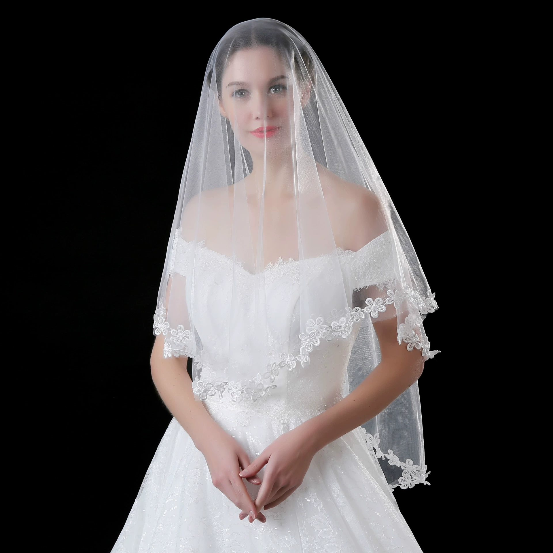 Один слой кружева короткая фата Новое свадебное платье Корейский принцесса Фата Свадебные Пряжи оптом