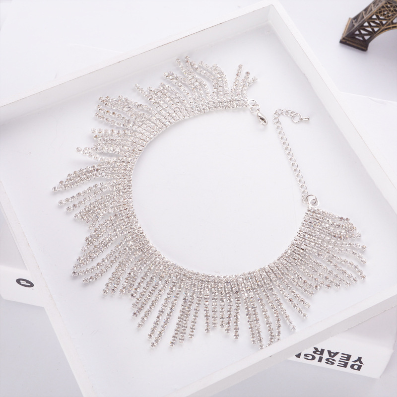 NL2042 European and American Fashion Jewelry European Version Popular Necklace Element Necklace Tassel Diamond Neck Chain Alloy Necklace