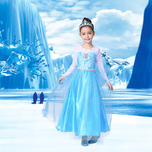 冰雪奇缘公主裙新款活动披风欧美风 童装女孩公主裙一件代发