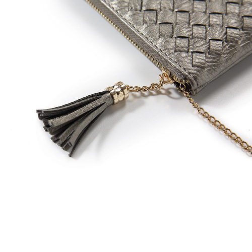 Bag 2024 New Simple Korean Style Women's Zipper Handbag Fringe Mini Weaving Coin Purse Key Card Holder