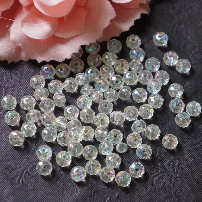 DIY串珠按斤批发价4mm车轮电镀AB彩仿水晶切面珠扁珠新娘装饰发饰