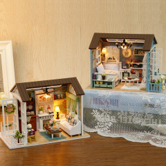 智趣屋の手作りの組み合わせdiy小屋の森藍時間の美しい歳月のアップグレードの金は防塵カバーを持って代行します。