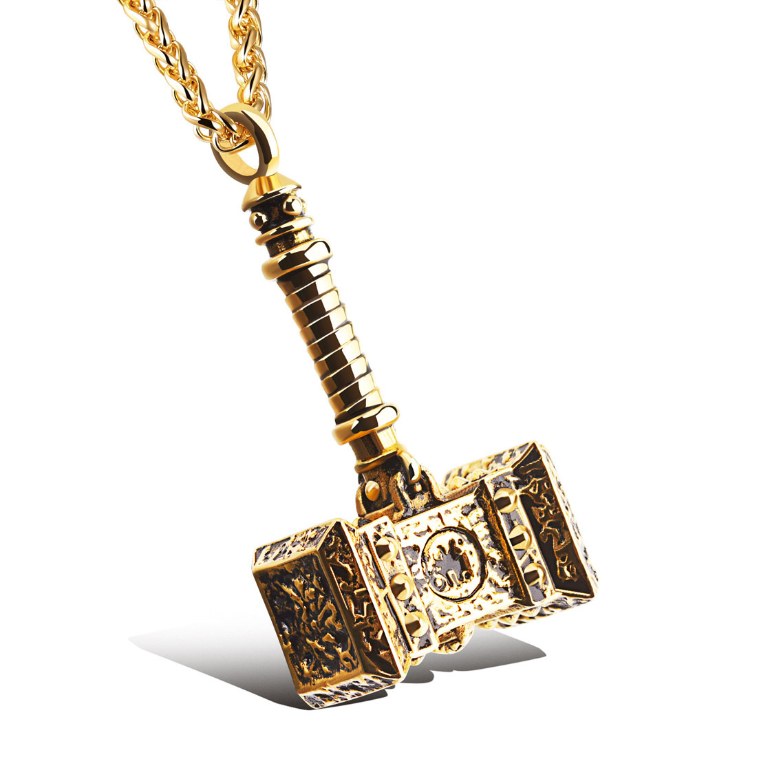Pendentif collier marteau de thor pour homme en acier titane_voghion.com