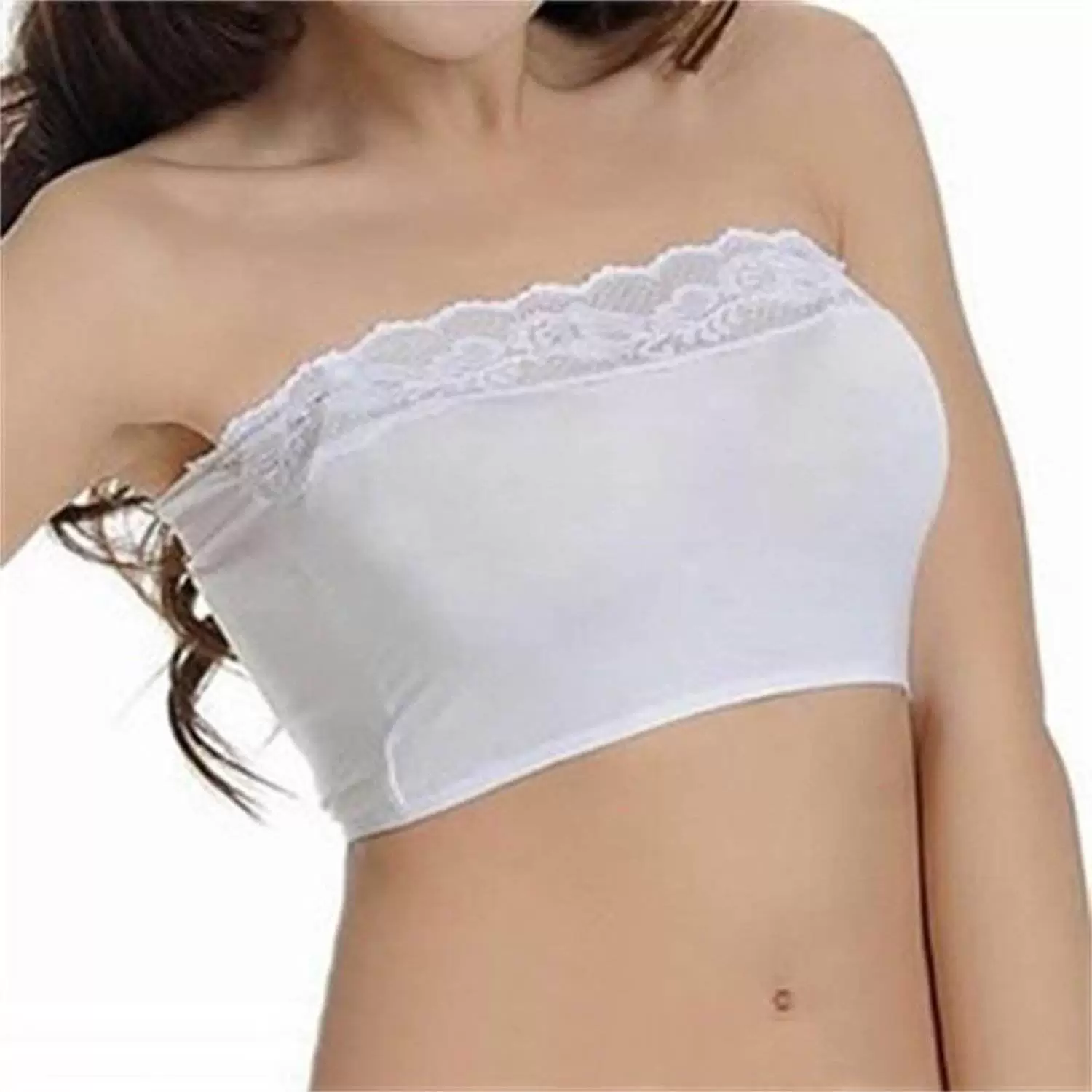 Топ без бретелей для женщин (Tube top) с модаловым материалом и кружевной отделкой, больших размеров (2 варианта)
