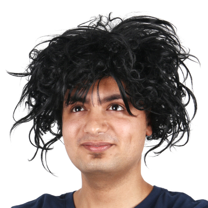 Factory wig wholesale scissor hand Edward black men's party wig European and American popular style hot sale Factory wig wholesale scissor hand Edward black men's party wig European and American popular style hot sale