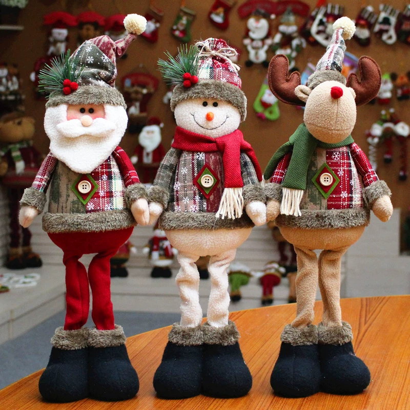 Новогодние декоративные куклы (Group Source Christmas) — Санта, снеговик, олень, бархат, 50–55 см