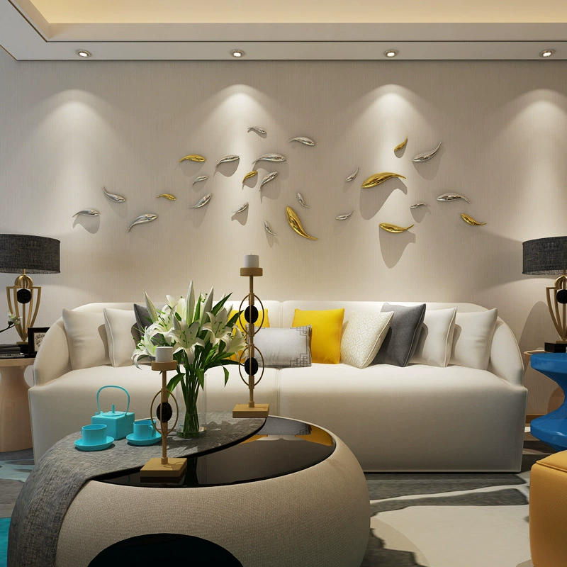 Electroplated Fish Wall Art, Resin Home Decoration, Indoor Wall-Mounted Silver & Gold