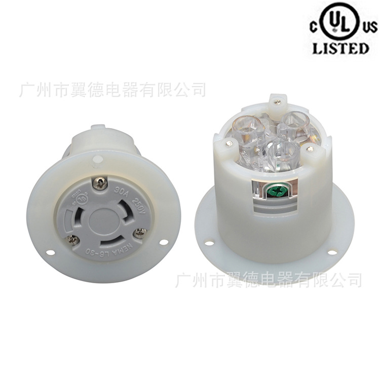 美国装配式接线插座 圆形暗装插座 NEMA L6-30C 30A大功率插座