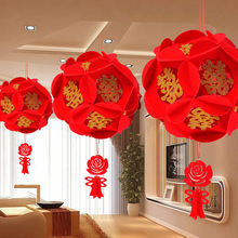 结婚喜庆装饰烫金无纺布大号花球，婚房布置喜字烫金绣球拉花