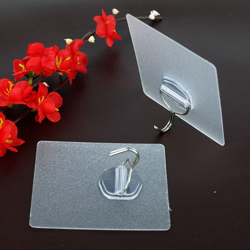 Strong adhesive transparent frosted hook kitchen hook seamless wall door bathroom creative nail-free hook