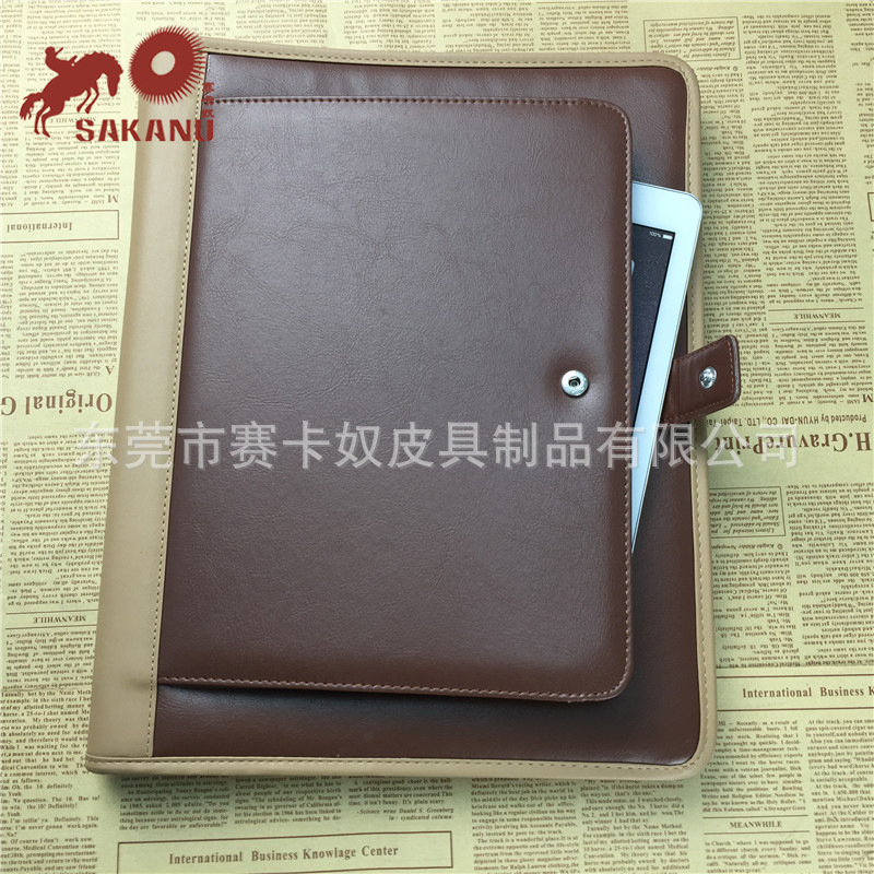 Manufacturers supply IPAD tablet PC protective case folder business travel PU leather goods manager folder can be processed