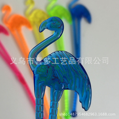 Cartoon flamingo-shaped hotel supplies bar juice cocktail stirrer bar stirrer plastic 50 pieces