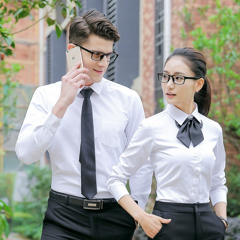 Новая профессиональная рубашка с длинным рукавом на весну-осень 2025 года с скрытым твиловым узором, унисекс, форменная одежда для работы, деловая униформа