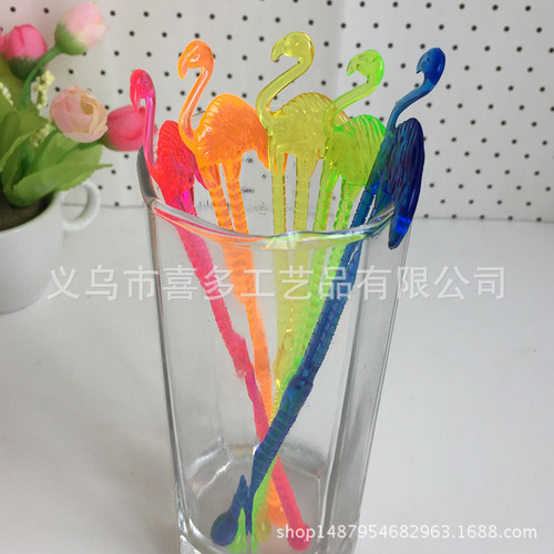 Cartoon flamingo-shaped hotel supplies bar juice cocktail stirrer bar stirrer plastic 50 pieces