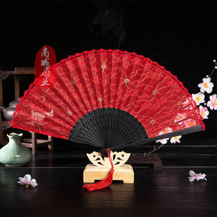 Vintage Lace High Quality Folding Fan * Antique Folding Fan Hollow Dance and Fan * Bamboo Folding Fan Wholesale