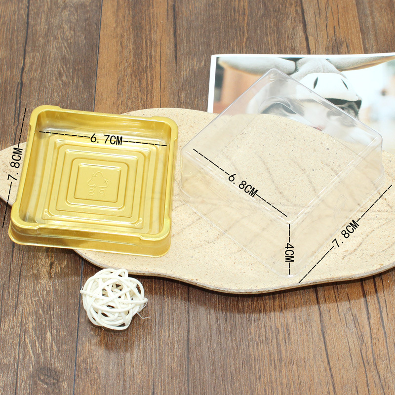 Engrosado 50g63g100g negro oro blister caja transparente Soporte redondo yema de huevo crujiente pastel de Luna caja de embalaje 50 unids/bolsa