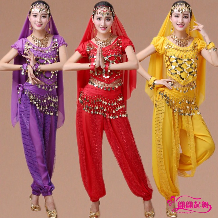 New Indian dance performance costume, dance practice outfit, belly dance set, highlight pants for practice and performance.