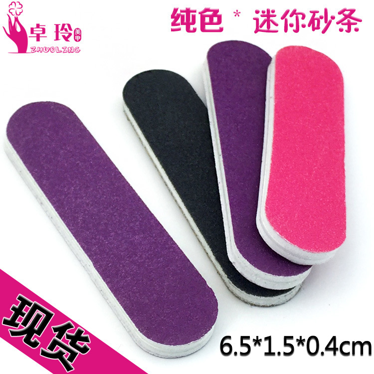 Manicura pequeña tira de arena de doble cara monocromo manicura acabado pulido tira mini uñas frotar salón de uñas regalo al por mayor