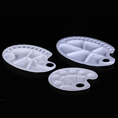 Factory-provided PP oval thick colored palette 10-grid 6-eye fish mouth watercolor palette for children DIY hand-painted paint tray