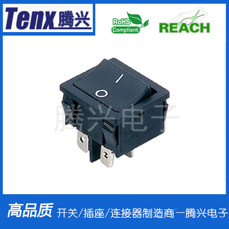 供应好品质KCD1-112方形6脚两档翘板开关耐温阻燃VDE认证船形开关