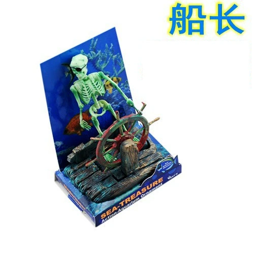 Американский морской конь пневматический аквариум пейзаж украшение для аквариума Охота за сокровищами лягушка аквариум пейзаж капитан