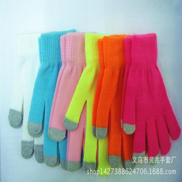 Guantes de pantalla táctil al por mayor de fábrica Otoño e Invierno pantalla táctil inteligente de punto para hombres y mujeres con forro polar engrosado guantes de protección