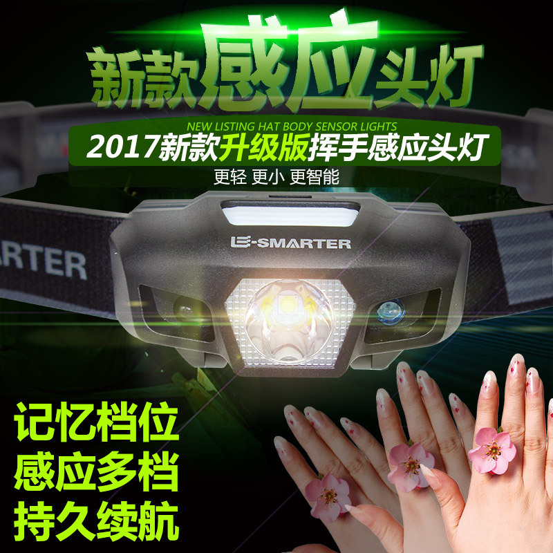 New USB charging strong light LED waterproof induction headlight running headlight induction charging headlight fishing lamp New USB charging strong light LED waterproof induction headlight running headlight induction charging headlight fishing lamp