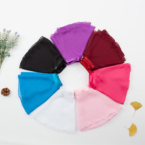Children's Chiffon Dance Apron with Ties, Ballet Dance Half Body Sheer Skirt, Multicolor Available