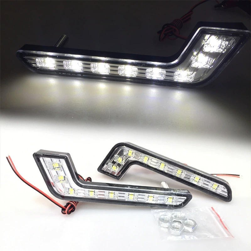 8Led 2 + 6 LED Автомобильные дневные ходовые огни семиобразные светодиодные дневные ходовые огни Дневные ходовые огни