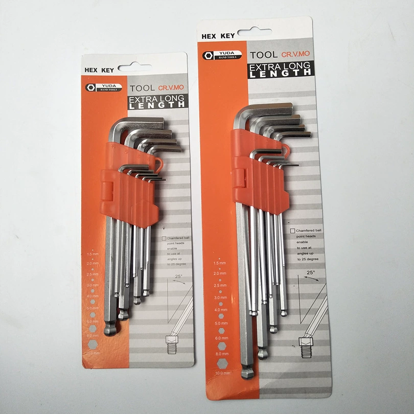 Поставка набора из 9 предметов удлиненного матового шестигранного торцевого ключа с шестигранной головкой, аппаратные инструменты Linyi Yuanhong